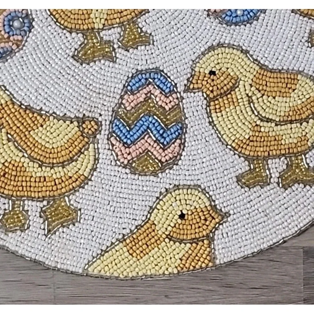 Easter Eggs Chicks Beaded Placemat Placemats Charger Round 15
